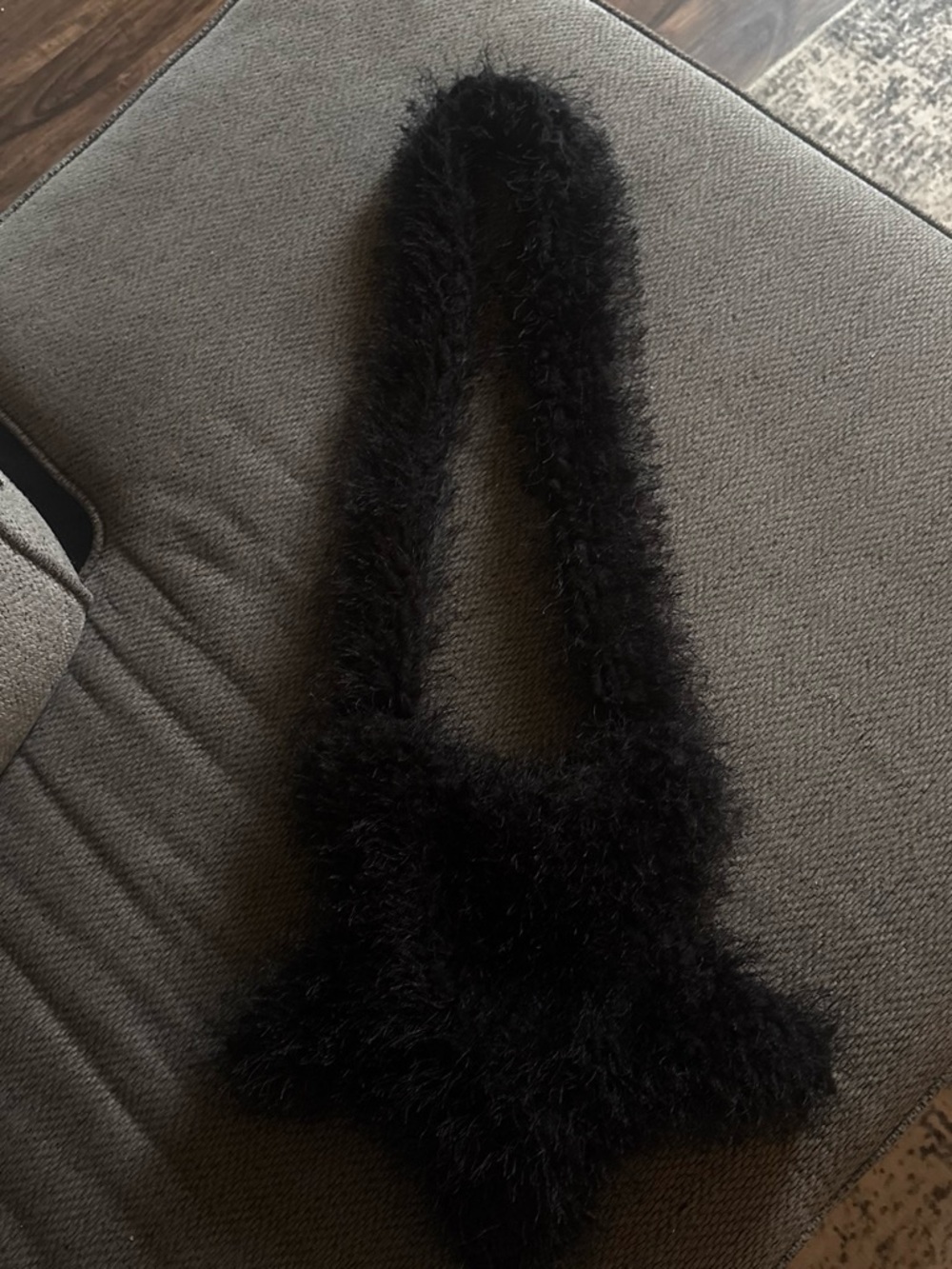 Women's Black Fuzzy Shoulder Bag - Plush Fashion Accessory
